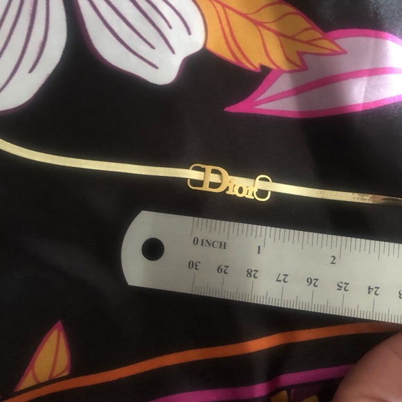 DIOR Tag onto a Necklace 14k Gold Plated Herringbone Chain - Picture 8 of 13